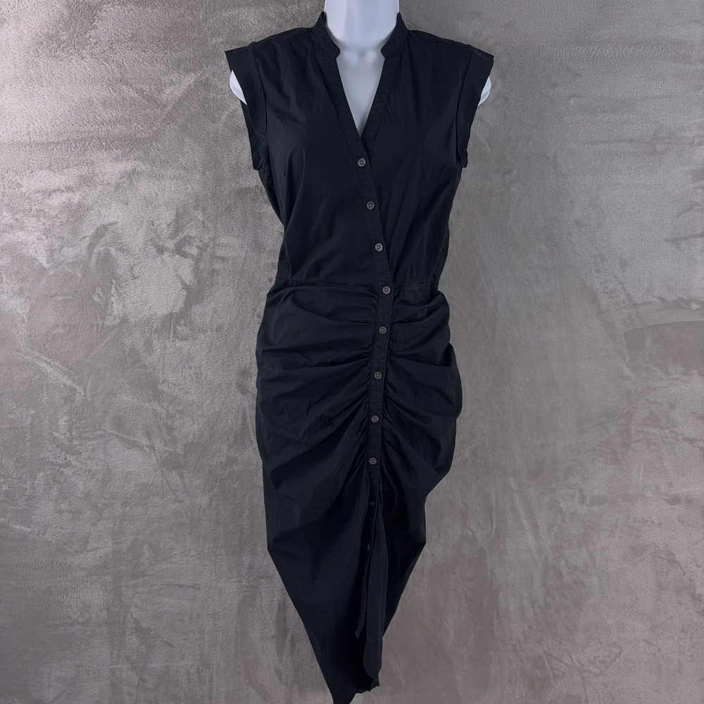 Veronica‎ Beard Bell Ruched Sleeveless Midi Dress Womens Size 0 Black Sheath